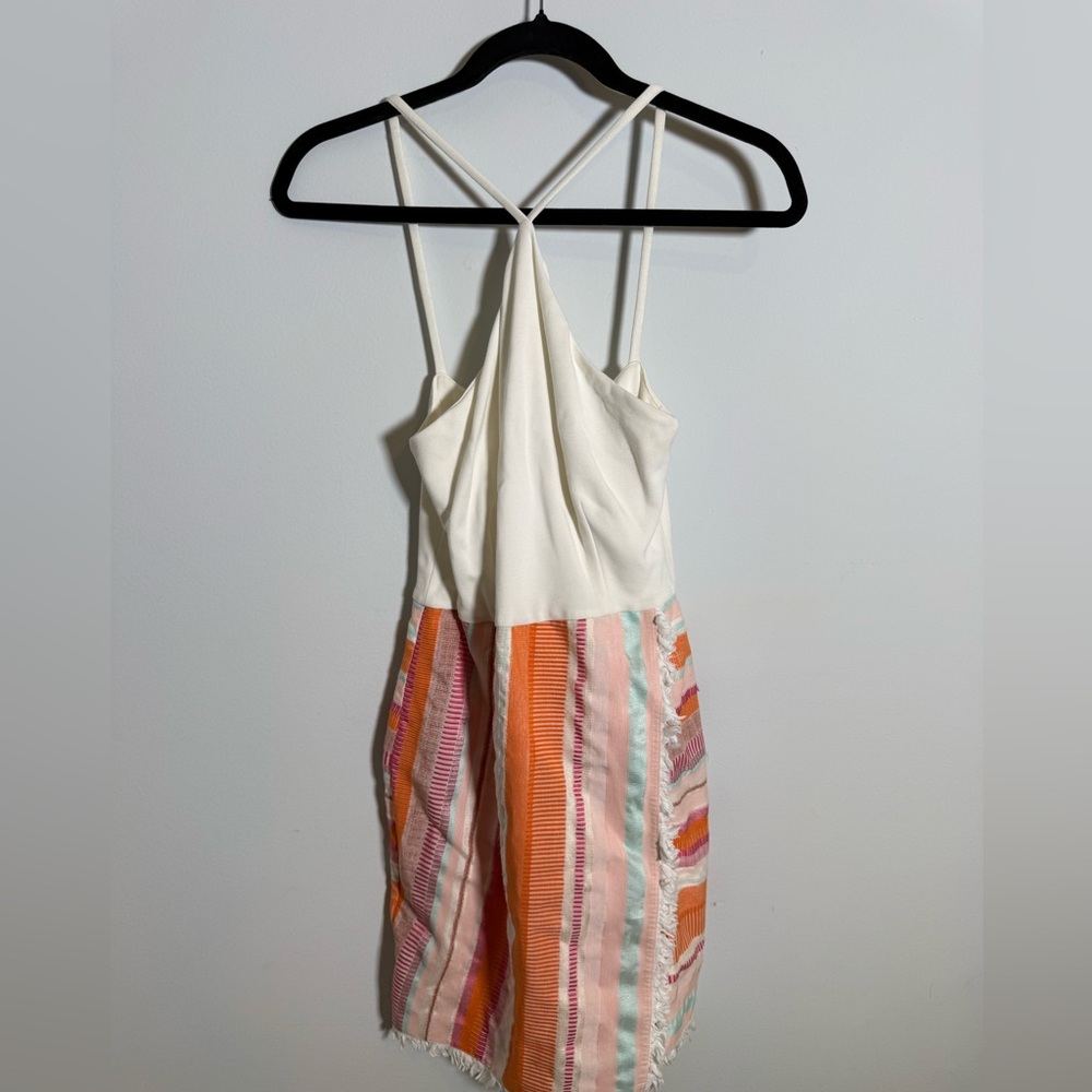 HUTCH Halter Sundress | Coastal Boho Stripe Fringe Summer Resort‎ Dress